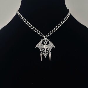 Hand Crafted Goth Bat Pendant Necklace